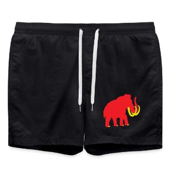 Mammouth laineux jaune rouge - Short de bain - noir - Devant - AI Model Male 185 light (185cm)