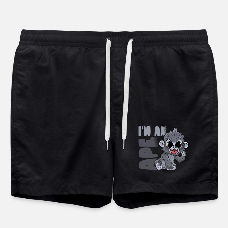 Gorilla Monkey - Swim Trunks - black