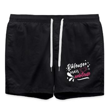drole Humour humoristique, Râleuse mais ambitieuse - Short de bain - noir - Devant - AI Model Male 185 light (185cm)