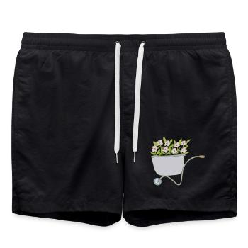 Wheelbarrows Flowers - Swim Trunks - black - Front - AI Model Male 185 light (185cm)