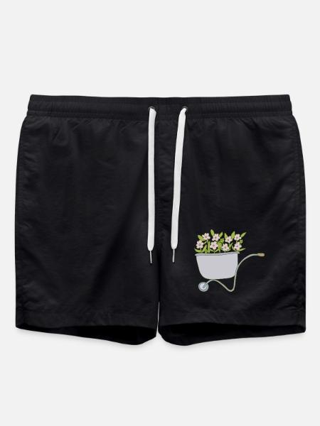 Wheelbarrows Flowers - Swim Trunks - black