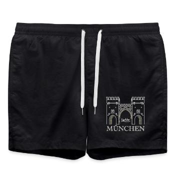 Munich, Karlstor am Stachus - Swim Trunks - black - Front - AI Model Male 185 light (185cm)