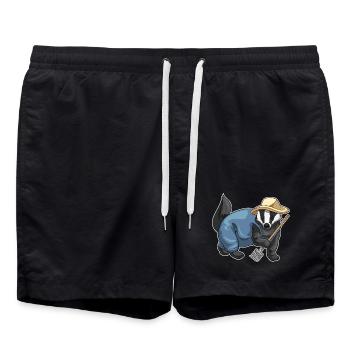 Dachs Landwirt Harke Bauernhof - Badeshorts - Schwarz - Vorne - AI Model Male 185 light (185cm)