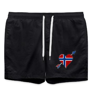 Norwegen Flagge Herz verliebt - Badeshorts - Schwarz - Vorne - AI Model Male 185 light (185cm)