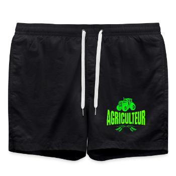 agriculteur, agriculture, paysan - Short de bain - noir - Devant - AI Model Male 185 light (185cm)