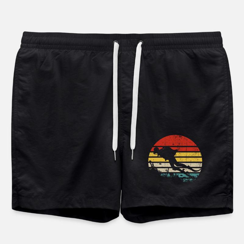 Silhouette rétro Sunset Surf - Short de bain - noir