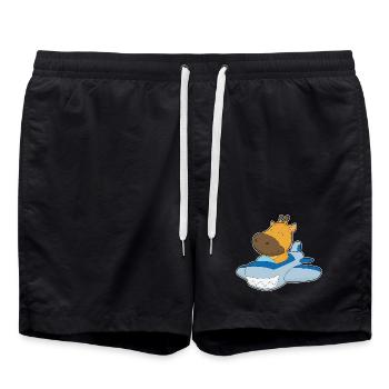 Giraffe Airplane - Swim Trunks - black - Front - AI Model Male 185 light (185cm)