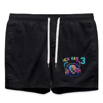 Koala Koalabär 3 Geburtstag Kopfhörer Musik - Badeshorts - Schwarz - Vorne - AI Model Male 185 light (185cm)