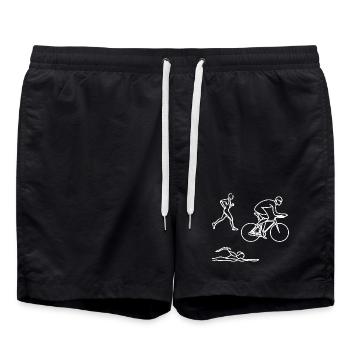 Triathlon Drawing - Swim Trunks - black - Front - AI Model Male 185 light (185cm)