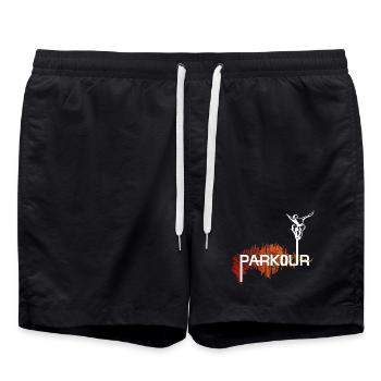 Parkour Ninja - color-white - Badeshorts - Schwarz - Vorne - AI Model Male 185 light (185cm)