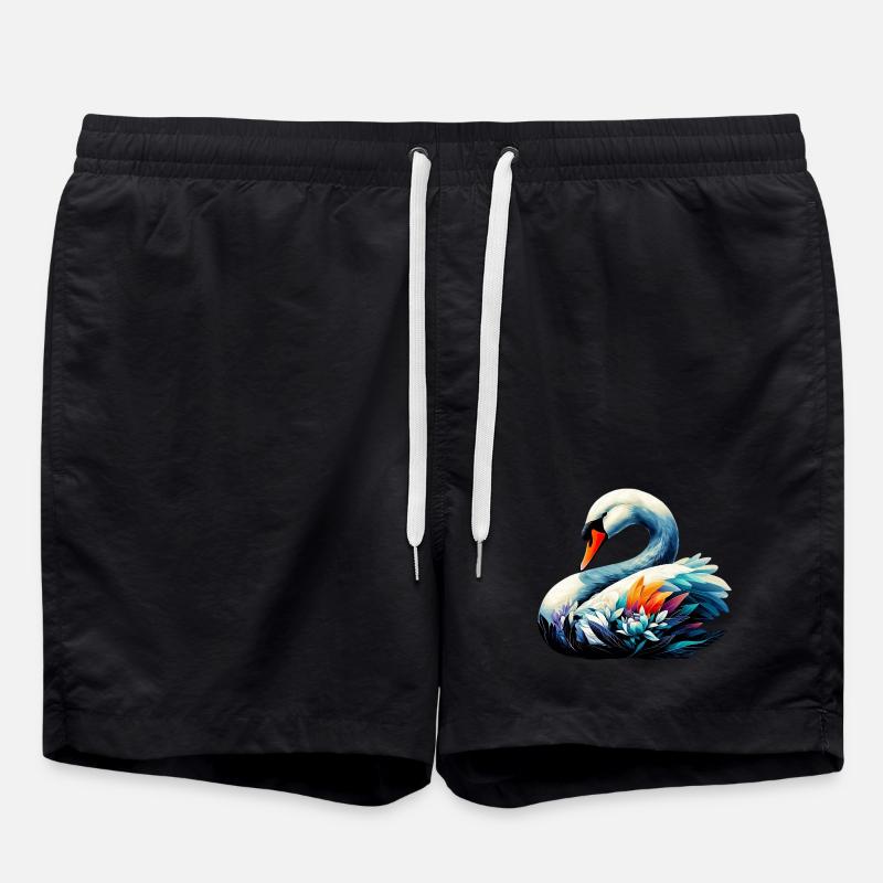 Schwan - Badeshorts - Schwarz