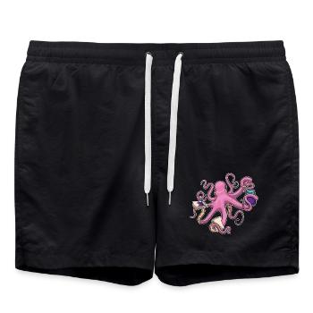 Sandwich au poulpe - Short de bain - noir - Devant - AI Model Male 185 light (185cm)