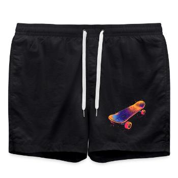 Skateboard Illustration - Badeshorts - Schwarz - Vorne - AI Model Male 185 light (185cm)
