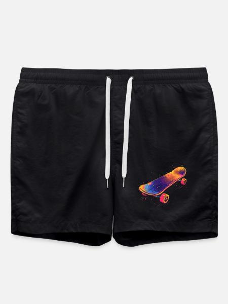 Skateboard Illustration - Badeshorts - Schwarz