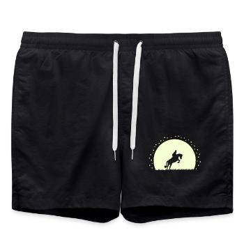Silhouette Cheval Équestre Nocturne - Short de bain - noir - Devant - AI Model Male 185 light (185cm)