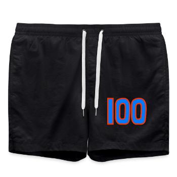 100. 100 YEARS. 100th ANNIVERSARY. BIRTHDAY 100 - Swim Trunks - black - Front - AI Model Male 185 light (185cm)