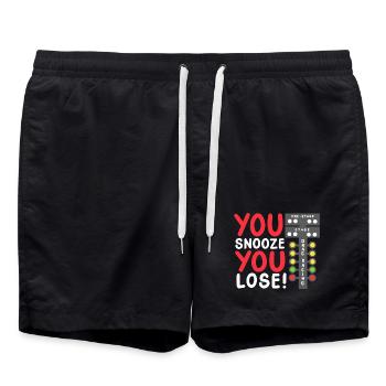 Beschleunigungsrennen Drag Racer - Badeshorts - Schwarz - Vorne - AI Model Male 185 light (185cm)