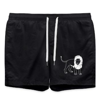 Löwe lineart - Badeshorts - Schwarz - Vorne - AI Model Male 185 light (185cm)