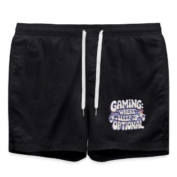 GAMING: WHERE SLEEP IS OPTIONAL - Swim Trunks - black - Front - AI Model Male 185 light (185cm)