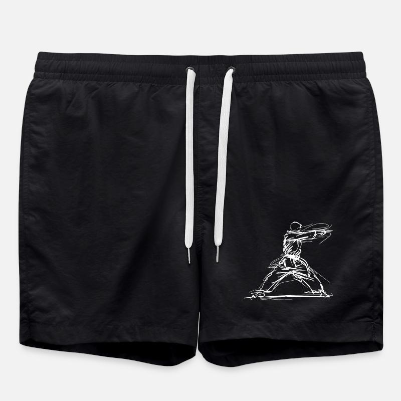 Karateka Sketch - Swim Trunks - black