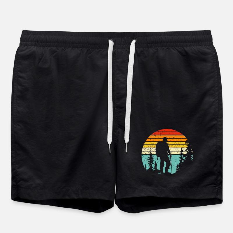 Randonneur silhouette au coucher rétro - Short de bain - noir