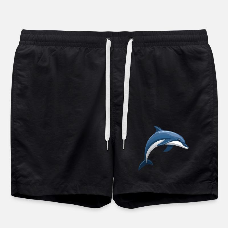 Dolphin jumping blue and white - Swim Trunks - black