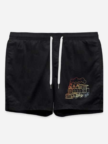 Dampflokomotive Vintage Look - Badeshorts - Schwarz