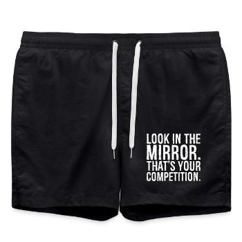 Schauen Sie in den Spiegel, der Ihre Konkurrenz ist - Badeshorts - Schwarz - Vorne - AI Model Male 185 light (185cm)