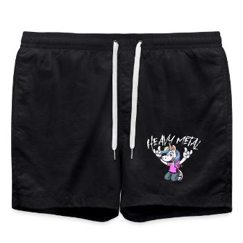 Unicorn Metal Road Trip Design Kinder Mädchen  - Badeshorts - Schwarz - Vorne - AI Model Male 185 light (185cm)