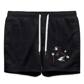 Illustration d’ensemble d’outils de jardin classiques - Short de bain - noir - Devant - AI Model Male 185 light (185cm)