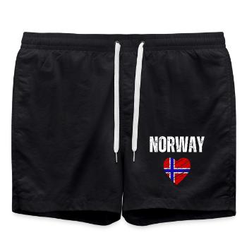 I love Norway, flag of Norway - Swim Trunks - black - Front - AI Model Male 185 light (185cm)