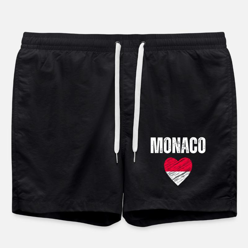 J’aime Monaco, drapeau de Monaco - Short de bain - noir