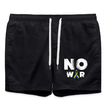 No War Ukraine Peace Sign - Swim Trunks - black - Front - AI Model Male 185 light (185cm)