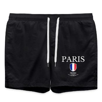 J’adore Paris, Paris France - Short de bain - noir - Devant - AI Model Male 185 light (185cm)