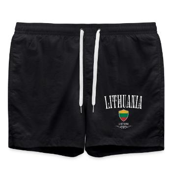 Lithuanian pride, minimalist elegant design - Swim Trunks - black - Front - AI Model Male 185 light (185cm)