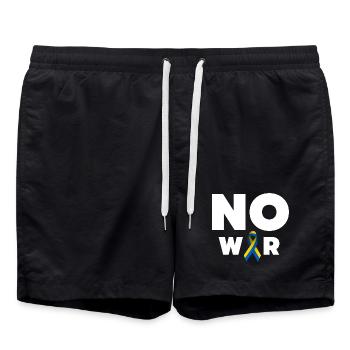 Texte « Pas de guerre » avec ruban de solidarité ukrainien - Short de bain - noir - Devant - AI Model Male 185 light (185cm)