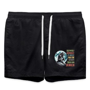 Wölfe DEN WOLF KÜMMERT ES NICHT WAS SCHAFE DENKEN - Badeshorts - Schwarz - Vorne - AI Model Male 185 light (185cm)