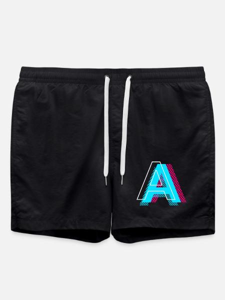 Lettre initiale A - Short de bain - noir