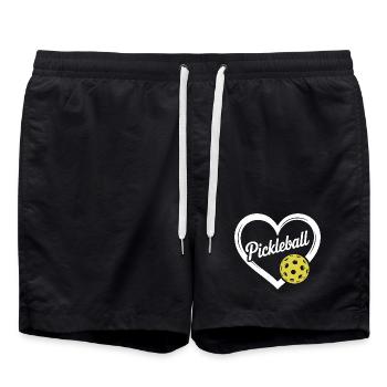 Pickleball Heart Motif - Swim Trunks - black - Front - AI Model Male 185 light (185cm)