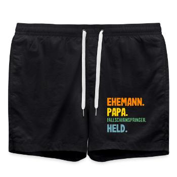 Drôle de parachutiste papa accro à l’adrénaline - Short de bain - noir - Devant - AI Model Male 185 light (185cm)