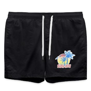 La Sicile comme vacances - Short de bain - noir - Devant - AI Model Male 185 light (185cm)