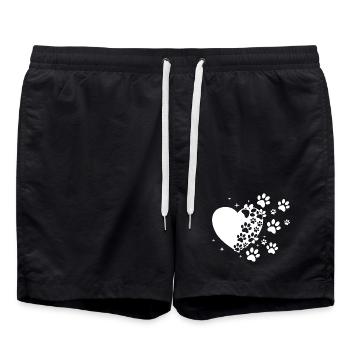 Pawprint Heart Stardust - Swim Trunks - black - Front - AI Model Male 185 light (185cm)