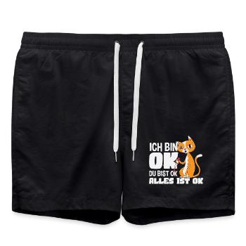 Je vais bien Tu vas bien Tout va bien Chat - Short de bain - noir - Devant - AI Model Male 185 light (185cm)
