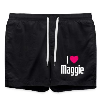 J’adore Maggie Cœur Rose J’aime Maggie - Short de bain - noir - Devant - AI Model Male 185 light (185cm)