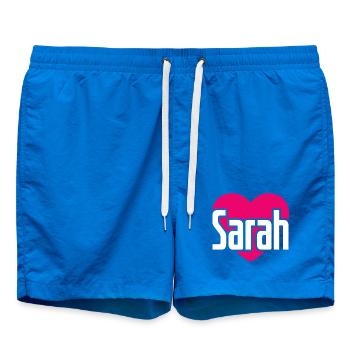 I Love Sarah Pink Heart I Love Sarah - Swim Trunks - cobalt blue - Front