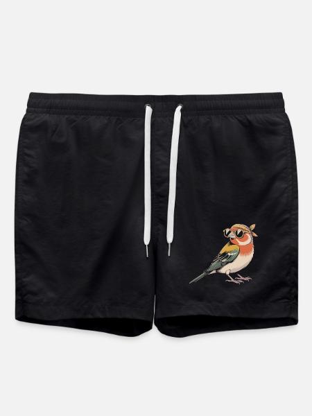RetroVogel mit Bandana - Badeshorts - Schwarz