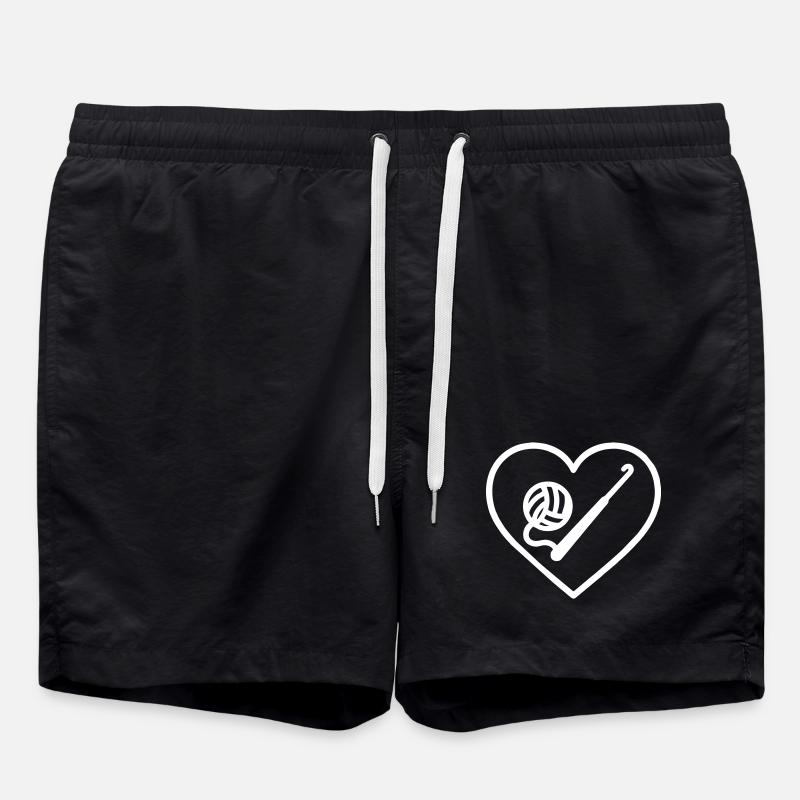 Crochet Cœur – Conception Amoureuse Artisanale - Short de bain - noir