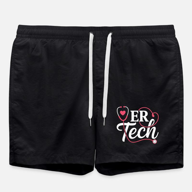 ERTech Stethoskop Herz - Badeshorts - Schwarz