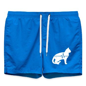 ECG Battement de cœur en train de garder un chat Vintage Vector - Short de bain - cobalt blue - Devant