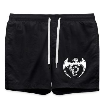 Flying White Dragon - Swim Trunks - black - Front - AI Model Male 185 light (185cm)